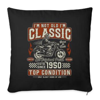 Moto rétro vintage des années 1950 - Housse de coussin décorative 45 x 45 cm - noir - Devant