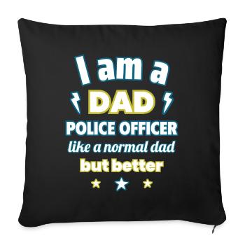 Je suis un papa policier, cadeau fête des pères - Housse de coussin décorative 45 x 45 cm - noir - Devant