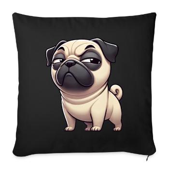 Skeptical Funny Pug Cartoon Dog - Sofa pillowcase 17,3'' x 17,3'' (45 x 45 cm) - black - Front