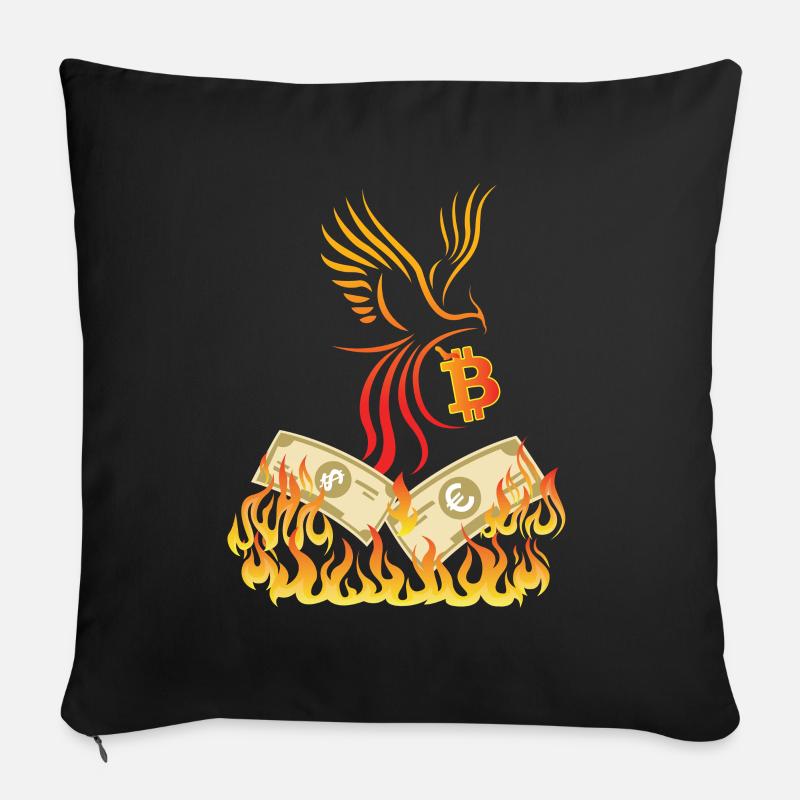 Bitcoin BTC & Phönix - Blockchain Satoshi Nakamoto Sofakissenbezug 45 x 45 cm