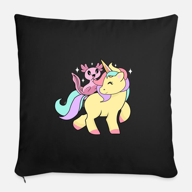Salamandre Axolotl Schwanzlurch avec une licorne colorée Housse de coussin décorative 45 x 45 cm
