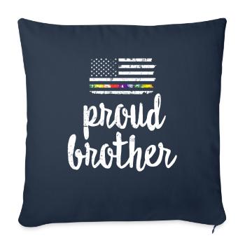 LGBT Pride American Flag T Shirt - Proud Brother - Sofa pillowcase 17,3'' x 17,3'' (45 x 45 cm) - navy - Front