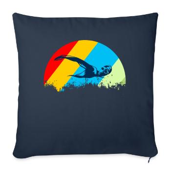 Natation - Housse de coussin décorative 45 x 45 cm - bleu marine - Devant