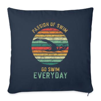 Natation - Housse de coussin décorative 45 x 45 cm - bleu marine - Devant