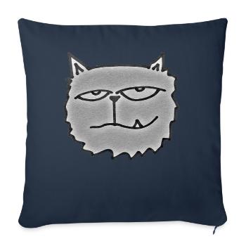 Tomcat drawing tomcat head gray black urbanstyle - Sofa pillowcase 17,3'' x 17,3'' (45 x 45 cm) - navy - Front