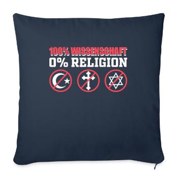 Athée 100% Science 0% Religion - Housse de coussin décorative 45 x 45 cm - bleu marine - Devant