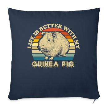Guinea Pig Pet Retro Gift Idea - Sofa pillowcase 17,3'' x 17,3'' (45 x 45 cm) - navy - Front