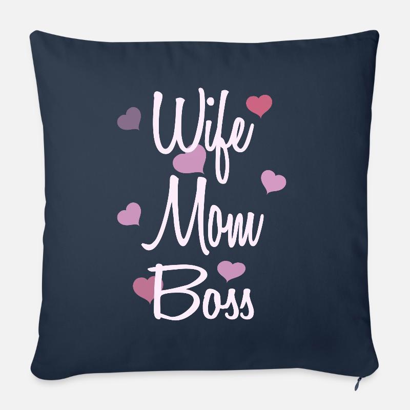 Wife Mom Boss Ehefrau Mama Boss Mutter Muttertag - Sofakissenbezug 45 x 45 cm - Navy