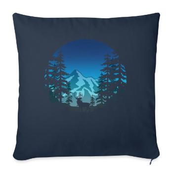 Cerf dans la forêt (rond/bleu) - Housse de coussin décorative 45 x 45 cm - bleu marine - Devant