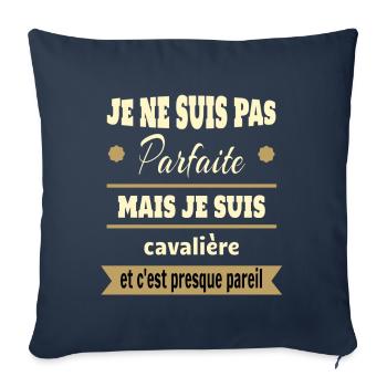 Cadeau pas parfaite mais cavalière cheval - Housse de coussin décorative 45 x 45 cm - bleu marine - Devant