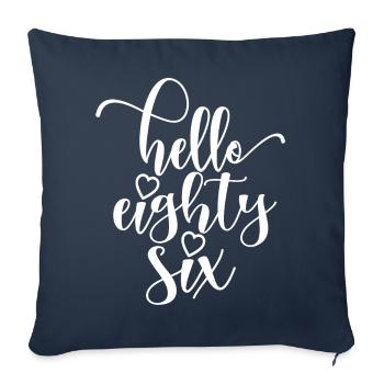 Bonjour Eighty Six Mignon 86 ans Anniversaire - Housse de coussin décorative 45 x 45 cm - bleu marine - Devant