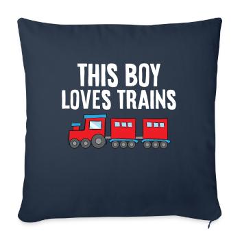 This Boy Loves Trains - Sofa pillowcase 17,3'' x 17,3'' (45 x 45 cm) - navy - Front