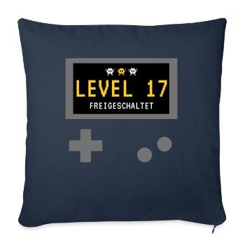 Level 17 freigeschaltet! Gamer Spieler Zocker - Sofakissenbezug 45 x 45 cm - Navy - Vorne