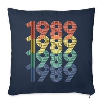 1989, Vintage 35e anniversaire hommes femmes 35 ans - Housse de coussin décorative 45 x 45 cm - bleu marine - Devant