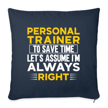 Fitness Workout Motivation Entraîneur personnel - Housse de coussin décorative 45 x 45 cm - bleu marine - Devant