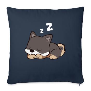 Shikoku Chien Endormi Kochi-Ken Chien Japon - Housse de coussin décorative 45 x 45 cm - bleu marine - Devant