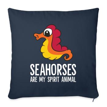 Les hippocampes sont mon âme animal Mignon - Housse de coussin décorative 45 x 45 cm - bleu marine - Devant