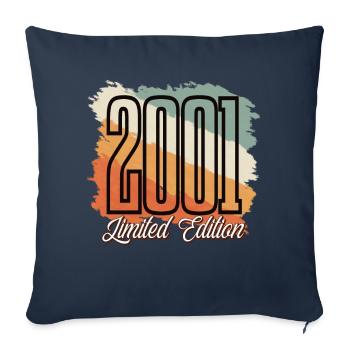 2001 Année de naissance Anniversaire Année de construction Vintage Rétro - Housse de coussin décorative 45 x 45 cm - bleu marine - Devant