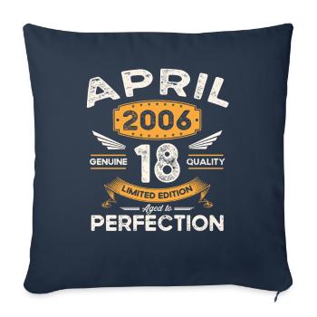 17e anniversaire homme April Né 2006 Légendaire - Housse de coussin décorative 45 x 45 cm - bleu marine - Devant