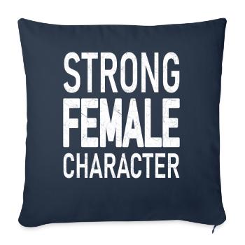 Caractère féminin fort - Housse de coussin décorative 45 x 45 cm - bleu marine - Devant