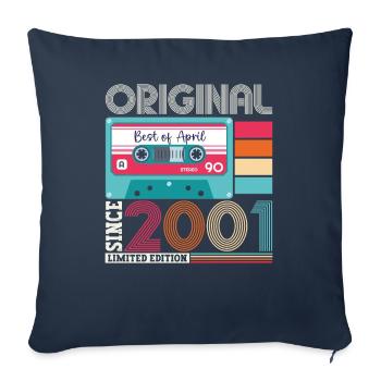 22e anniversaire homme April Born 2001 Cassette - Housse de coussin décorative 45 x 45 cm - bleu marine - Devant
