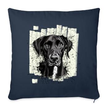 Chien Dogue Dogue Noir - Housse de coussin décorative 45 x 45 cm - bleu marine - Devant