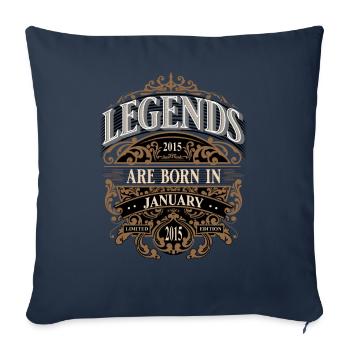 2015 Janvier Naissance Anniversaire Année de naissance Légende - Housse de coussin décorative 45 x 45 cm - bleu marine - Devant