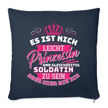 Princesse et soldat - me voilà ! Amusement - Housse de coussin décorative 45 x 45 cm - bleu marine - Devant