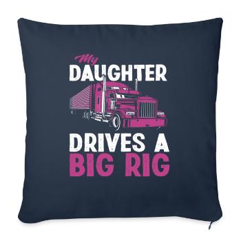Chauffeur de camion fille père - Housse de coussin décorative 45 x 45 cm - bleu marine - Devant