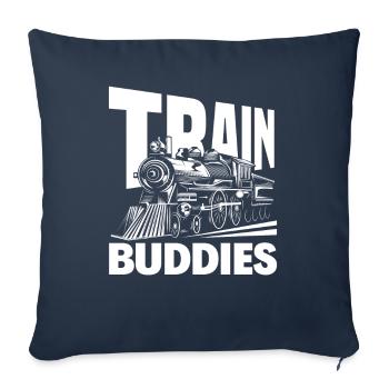 Train Buddies Amis du chemin de fer - Housse de coussin décorative 45 x 45 cm - bleu marine - Devant