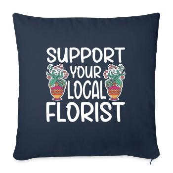 Fleuriste Fleur Florale Fleuristerie - Housse de coussin décorative 45 x 45 cm - bleu marine - Devant