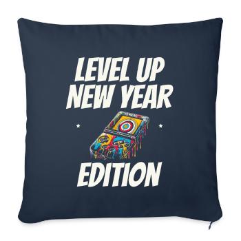 Level Up New Year's Edition, Gaming Progress, New Year - Sofa pillowcase 17,3'' x 17,3'' (45 x 45 cm) - navy - Front