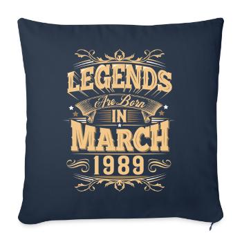 Légende de l’anniversaire de mars 1989 - Housse de coussin décorative 45 x 45 cm - bleu marine - Devant