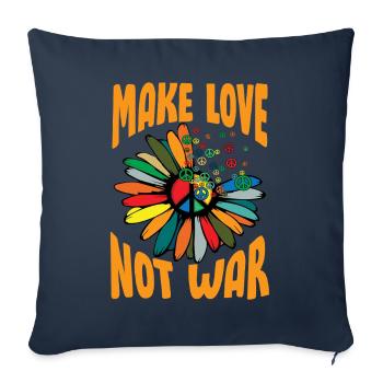 Faites l’amour pas la guerre Flower Power Hippie - Housse de coussin décorative 45 x 45 cm - bleu marine - Devant