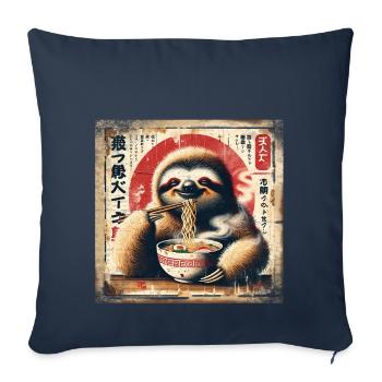 Ramen paresseux Grunge style d’affiche - Housse de coussin décorative 45 x 45 cm - bleu marine - Devant