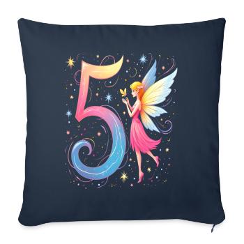 Douce Fée 5ème Anniversaire pour les filles - Housse de coussin décorative 45 x 45 cm - bleu marine - Devant