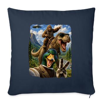 Mallard Duck Selfie Bigfoot T Rex UFO Funny Gifts - Sofakissenbezug 45 x 45 cm - Navy - Vorne