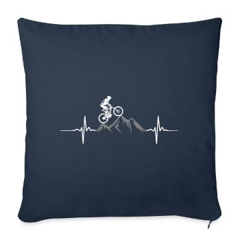 Mountain bike + mountains = heartbeat - Sofa pillowcase 17,3'' x 17,3'' (45 x 45 cm) - navy - Front
