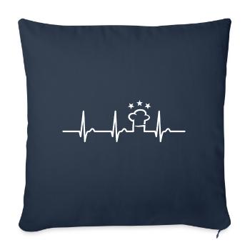 Courbe ECG - courbe cardiaque - pouls - cuisine - cuisinier - Housse de coussin décorative 45 x 45 cm - bleu marine - Devant