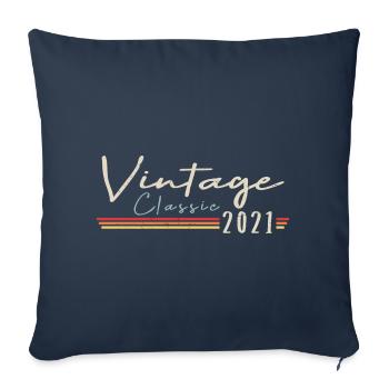 Vintage Original depuis 2021 Anniversaire Rétro 2021 - Housse de coussin décorative 45 x 45 cm - bleu marine - Devant