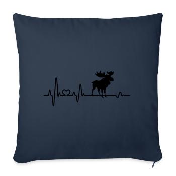 Heartbeat Moose Pulse Moose Animal Alaska - Sofa pillowcase 17,3'' x 17,3'' (45 x 45 cm) - navy - Front