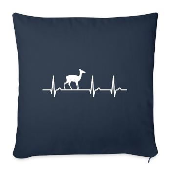 ECG curve - heart curve - pulse - deer - nature - Sofa pillowcase 17,3'' x 17,3'' (45 x 45 cm) - navy - Front