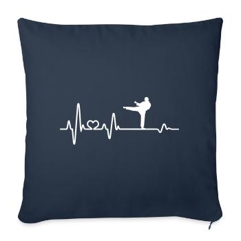 Heartbeat Karaté Karaté Karaté Karaté Fighter Cadeau - Housse de coussin décorative 45 x 45 cm - bleu marine - Devant