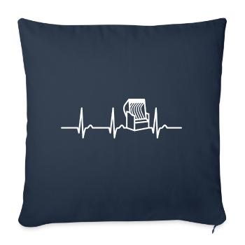 ECG curve - heart curve - pulse - beach chair - holiday - Sofa pillowcase 17,3'' x 17,3'' (45 x 45 cm) - navy - Front