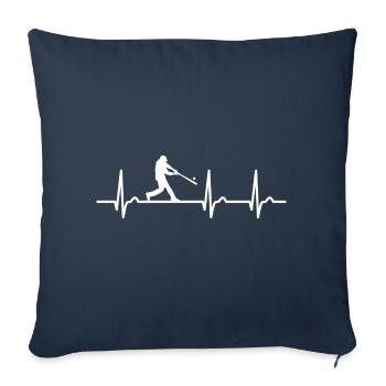 ECG curve - heart curve - pulse - sports - baseball - Sofa pillowcase 17,3'' x 17,3'' (45 x 45 cm) - navy - Front