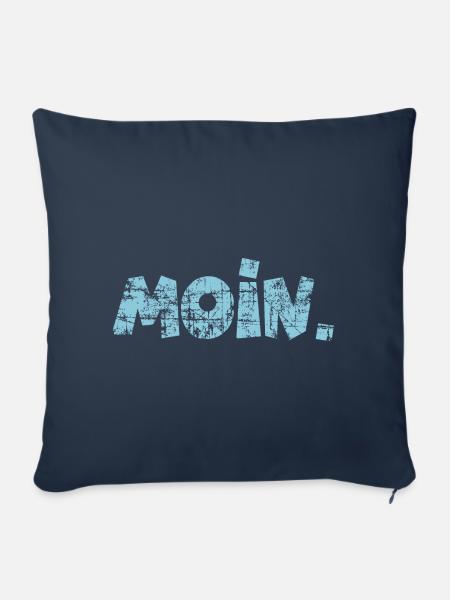 Moin. (Vintage Hellblau) Guten Morgen Gruß - Sofakissenbezug 45 x 45 cm - Navy