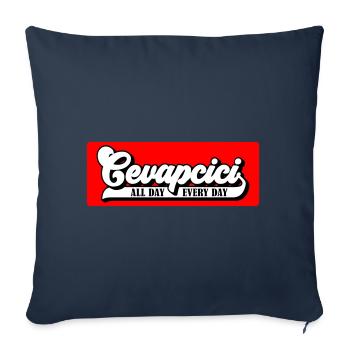 Les couleurs peuvent être modifiées | Cevapcici - Balkan Grill - Housse de coussin décorative 45 x 45 cm - bleu marine - Devant