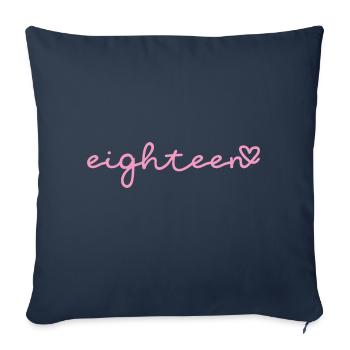 eighteeen / dix-huit 18e anniversaire. - Housse de coussin décorative 45 x 45 cm - bleu marine - Devant