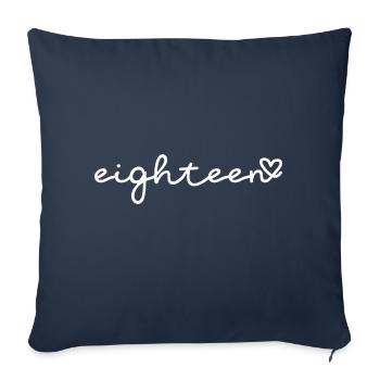 dix-huit en blanc / dix-huit 18e anniversaire - Housse de coussin décorative 45 x 45 cm - bleu marine - Devant