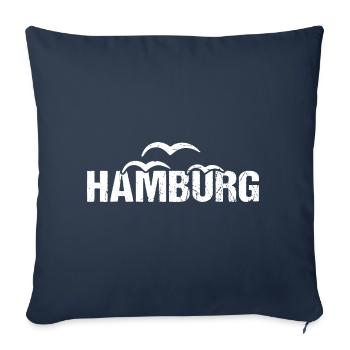 Hambourg Ville hanséatique Allemagne du Nord - Housse de coussin décorative 45 x 45 cm - bleu marine - Devant
